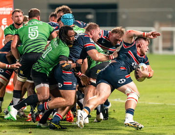 UAE Rugby Team battles Hong Kong in the Asia Rugby Championship match at The Sevens in Dubai, UAE - June 14, 2025