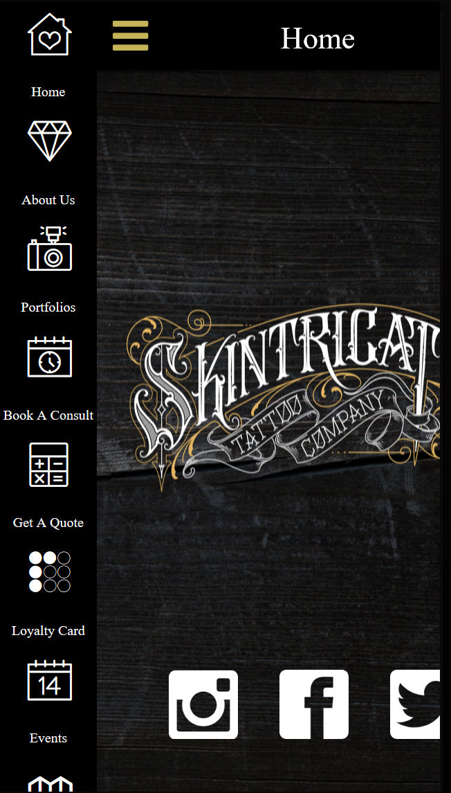 Skintricate App Menu
