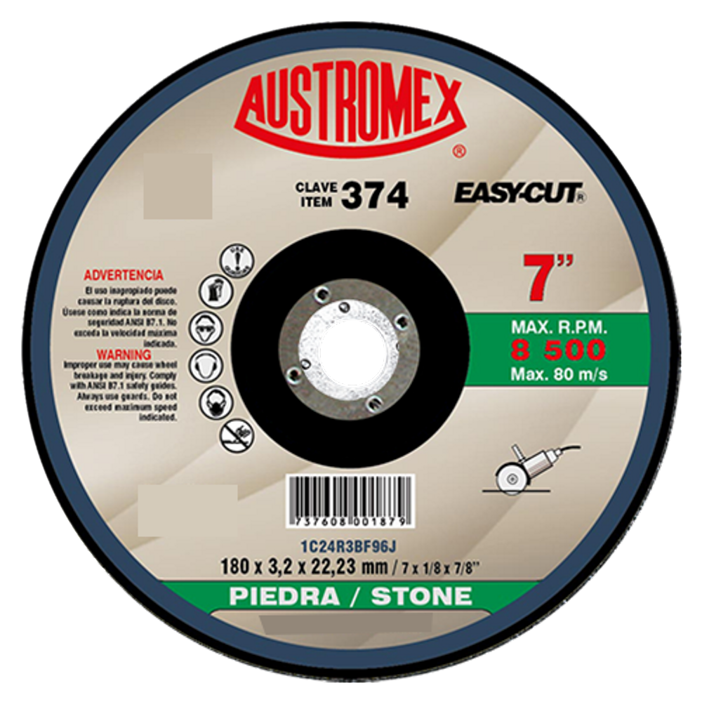 AUSTROMEX - 374 Disco con centro deprimido para corte de piedra