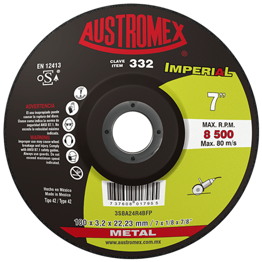 AUSTROMEX - 332 Disco con centro deprimido para corte de metal