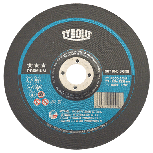 AUSTROMEX - 4221 Disco de corte y desbaste Tyrolit de 178 x 3.5 x 22.23 mm, 2 en