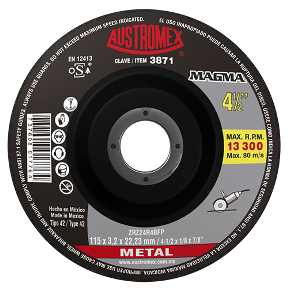 AUSTROMEX - 3871 Disco con centro deprimido para corte de metal