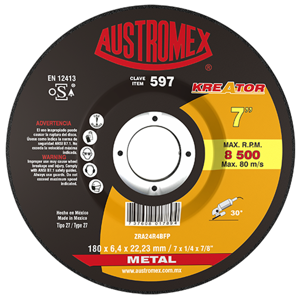 AUSTROMEX - 597 Disco con centro deprimido para desbaste de metal
