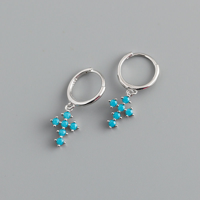 HOOPS CROCE TURCHESE ARGENTO