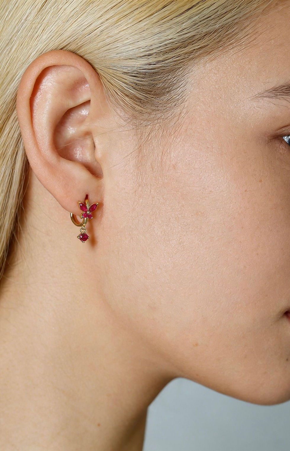 Miniatura: HOOPS FARFALLA FUCSIA PLACCATO ORO