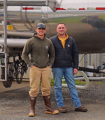 Aiden Zeigler and Adam Zeigler with Sea-Crop tank truck