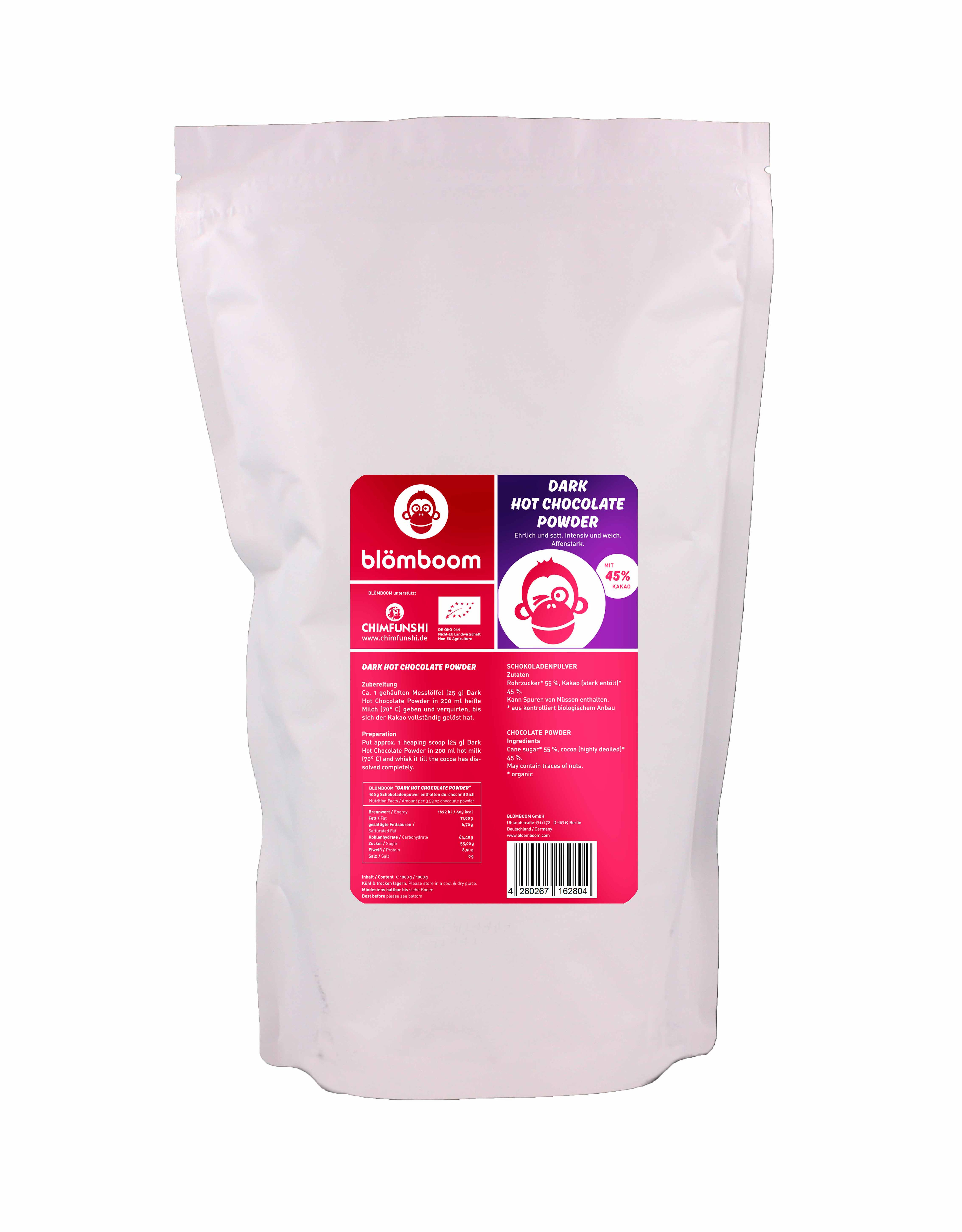 Blömboom Bio Kakaopulver: 1kg Beutel, 45% Kakao