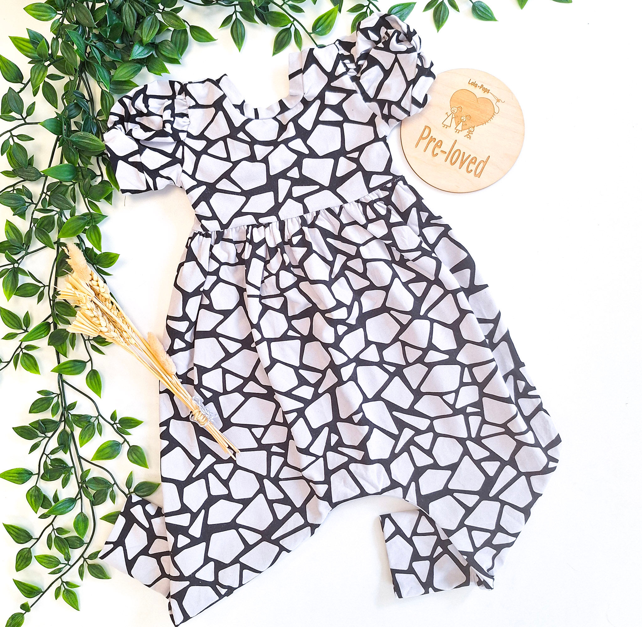 1-2y Silver Geo Cross Back Romper