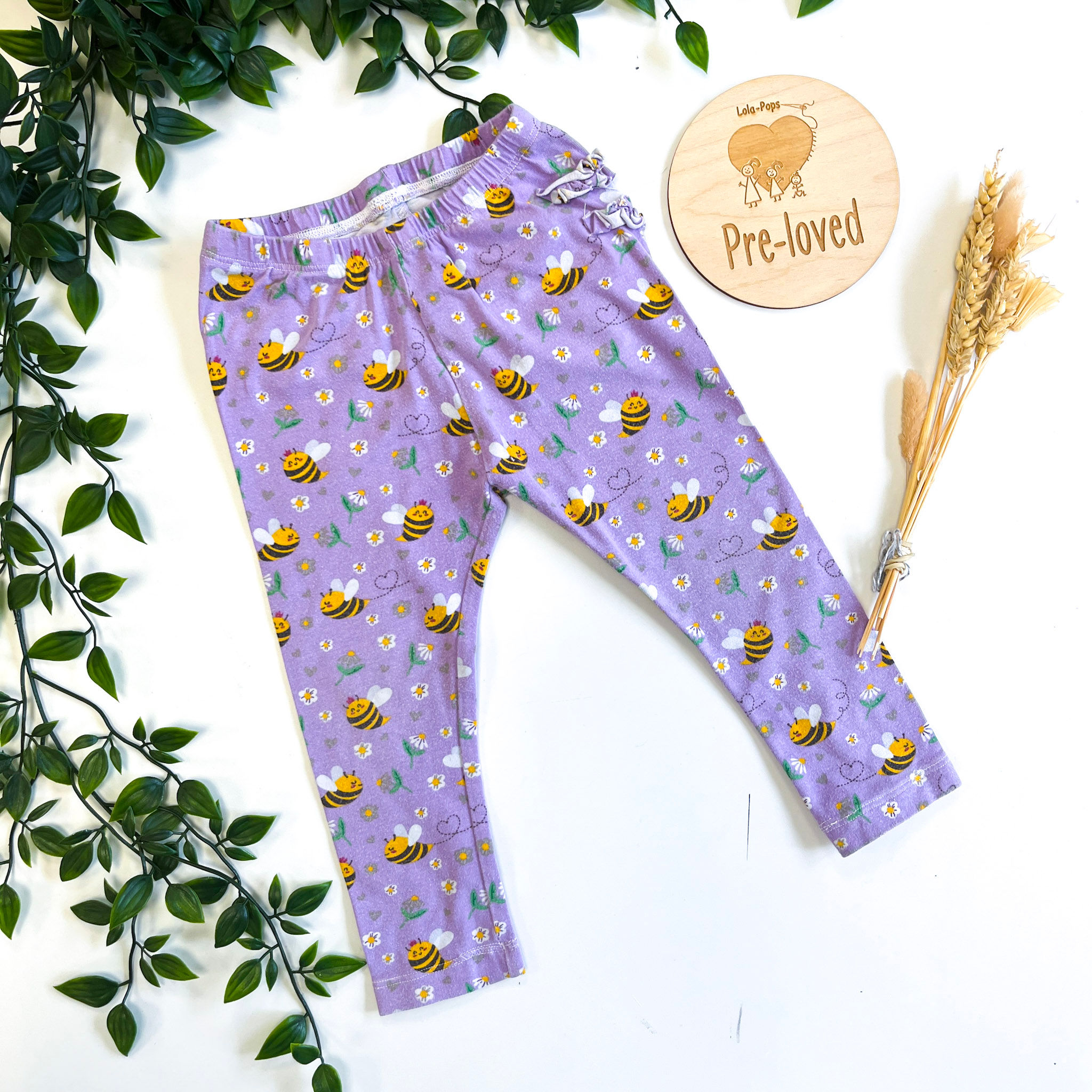 1-2y Lilac Bee Frilly Bum Leggings