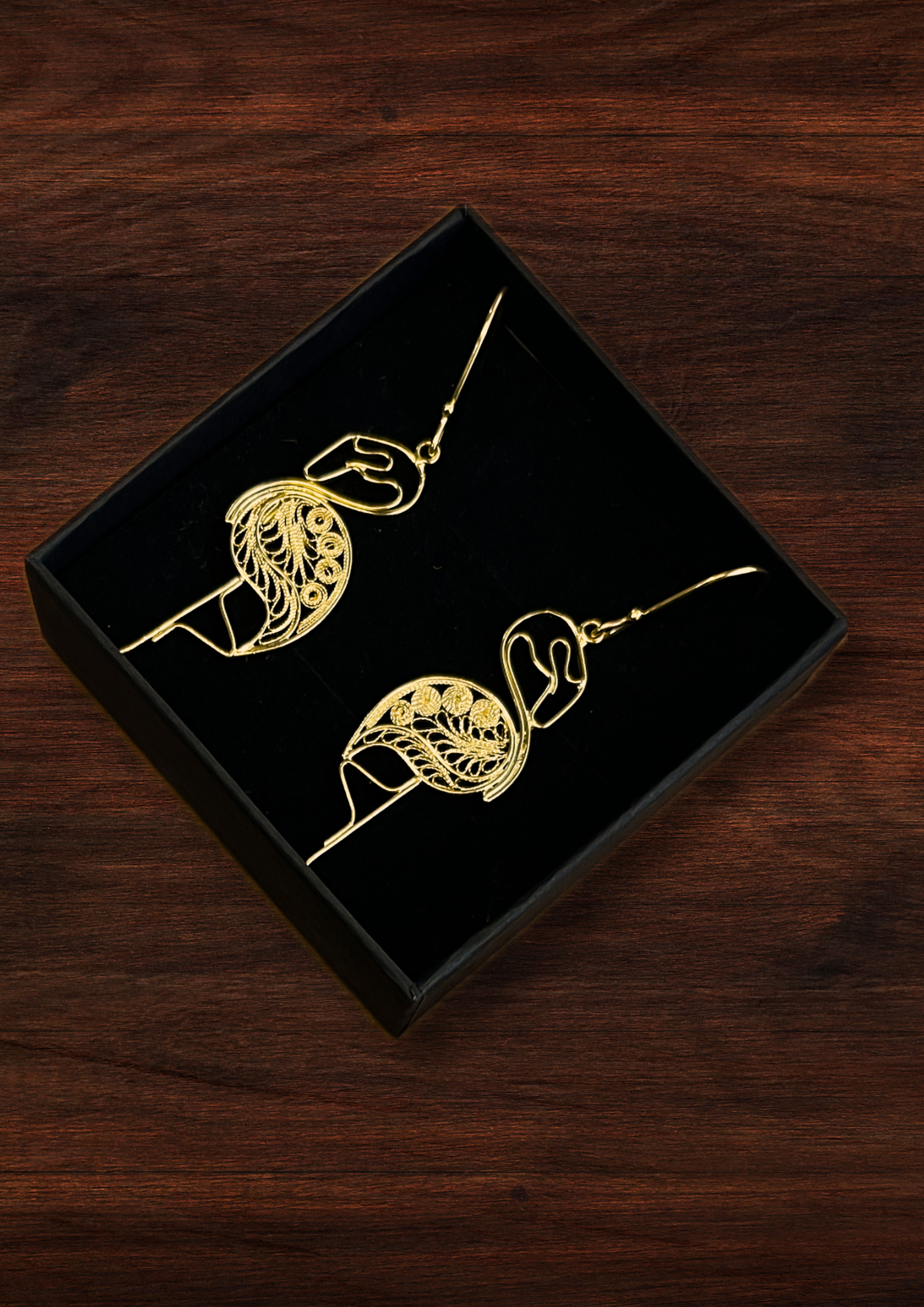 Pendientes Flamenco Rosa Dorados
