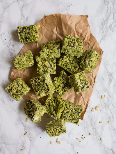 Gooey Matcha RICE CRISPY SQUARES