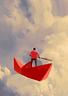 Barcos de papel en las nubes