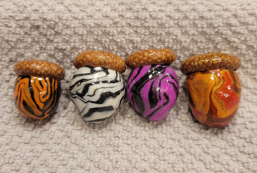 Finished Clay Acorns