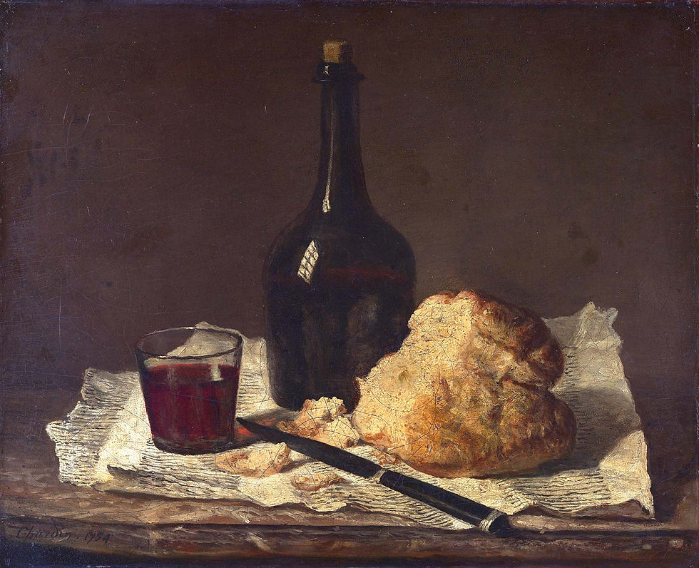 Jean Baptiste Simeon Chardin Still Life with Bottle Glass and Loaf Art Print