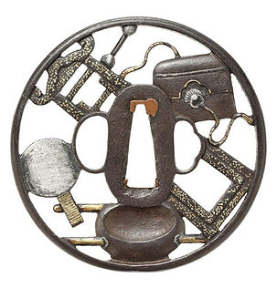 化粧道具図透鐔 無銘 京正阿弥