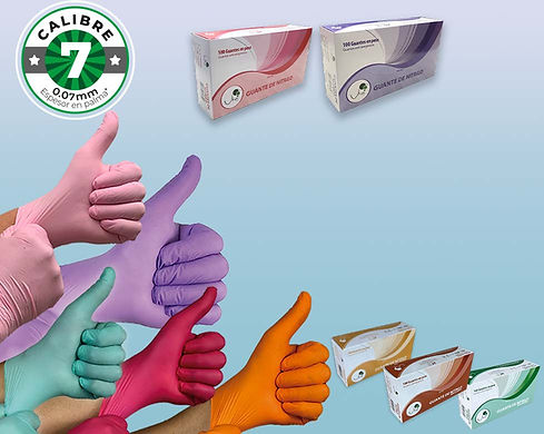 Guantes de Nitrilo de colores calibre 7
