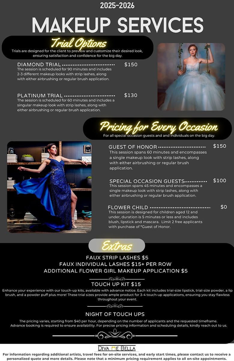 Diva Me Bella Makeup Pricing