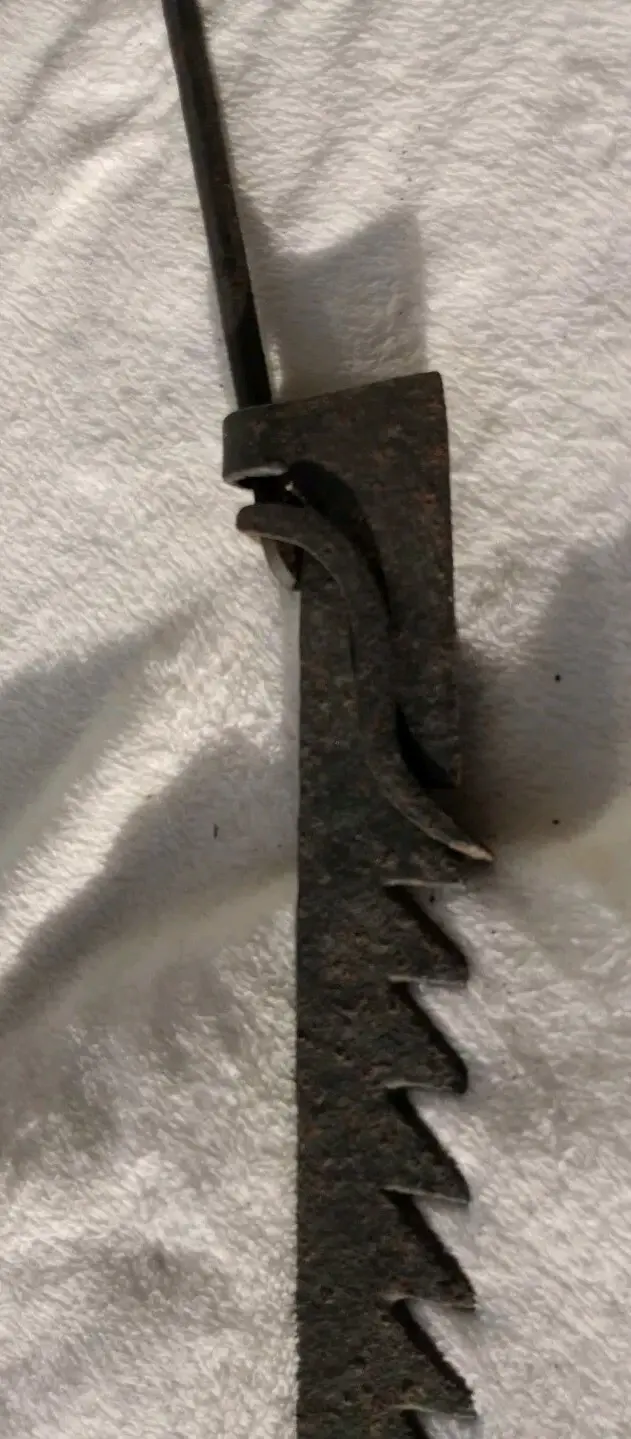 Thumbnail: English Circa 1850 - Sawtooth Trammel Hanging Rack Open Fire Hand Forged