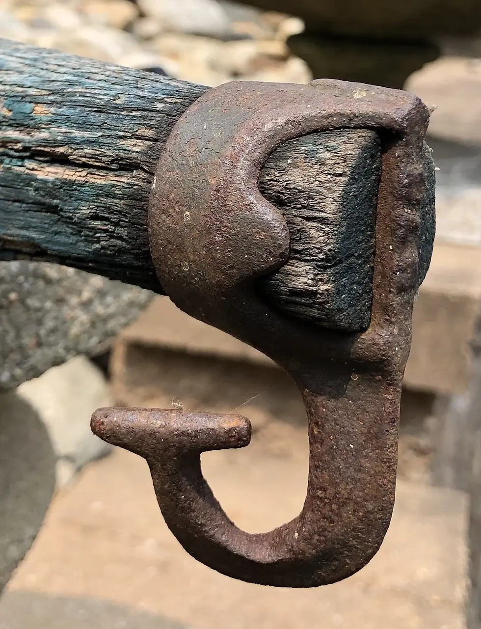 Thumbnail: Antique Wood Iron Original Paint Whale Tail Ox Oxen Farm Yoke Rustic Primitive