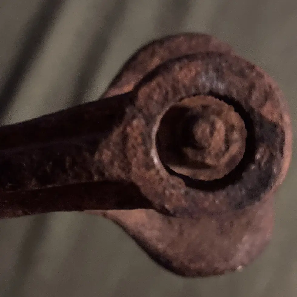 Thumbnail: Antique Primitive 18th Century Hand Wrought Iron Fireplace Lamp Sawtooth Trammel