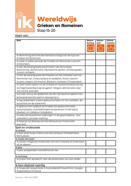 IK Ontwikkel doelenkaart thema Grieken en Romeinen