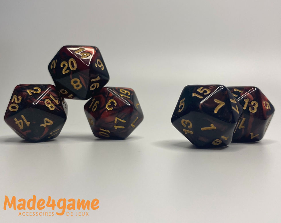 Miniature : Lot de 5 dés 20 faces (satinés marbrés)