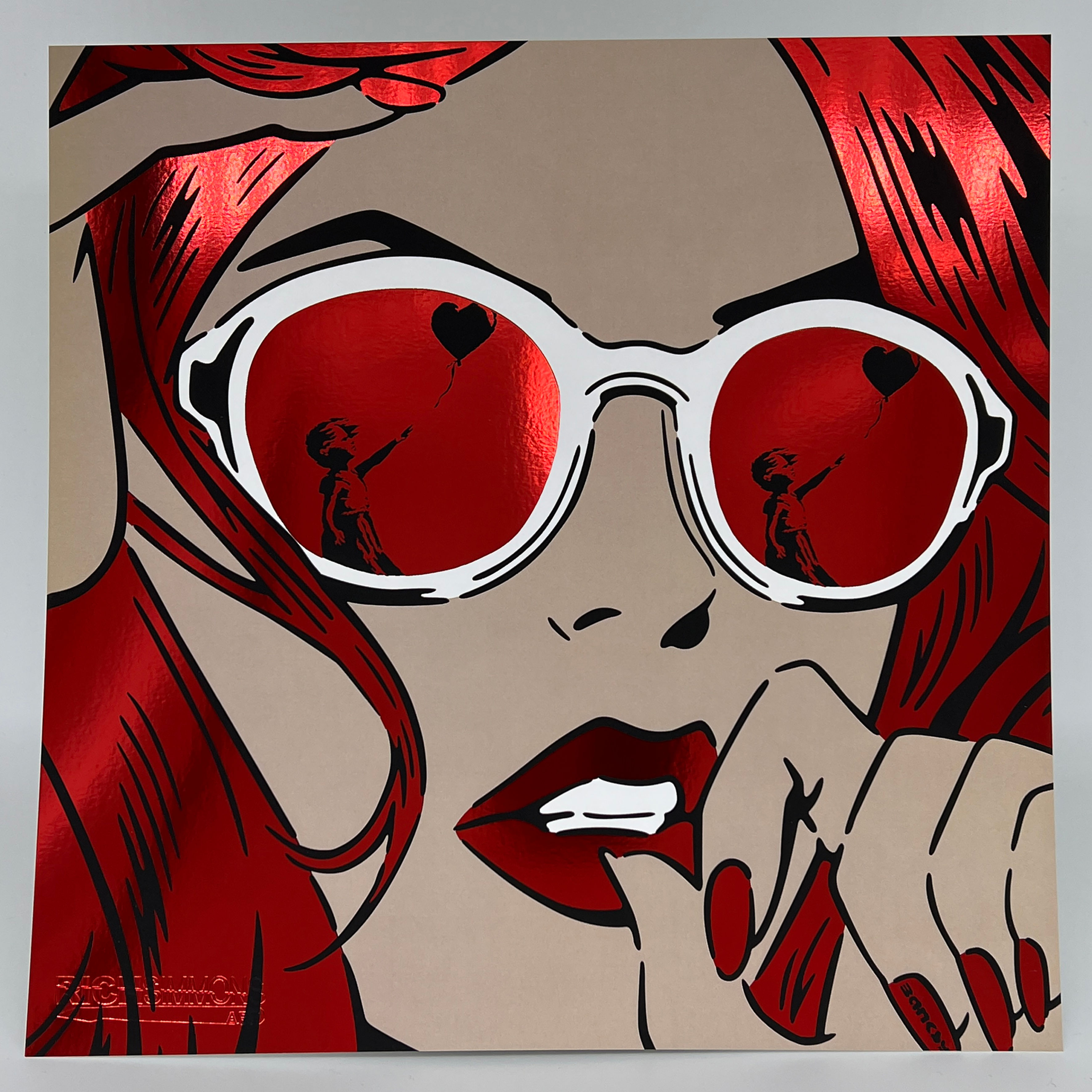 BANKSY REFLECTIONS RED FOIL PRINT 30 x 30 CM