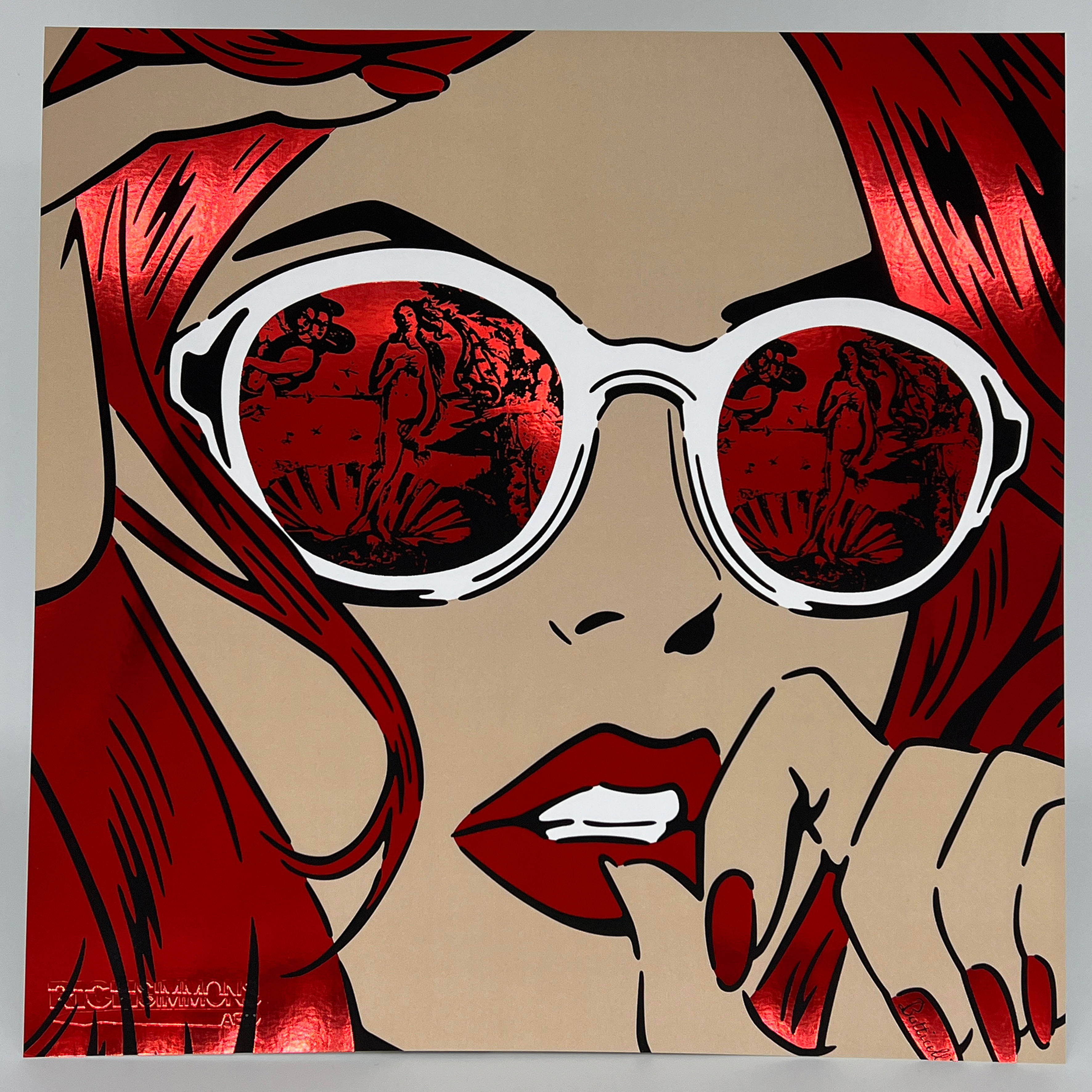 BOTTICELLI REFLECTIONS RED FOIL PRINT 30 x 30 CM