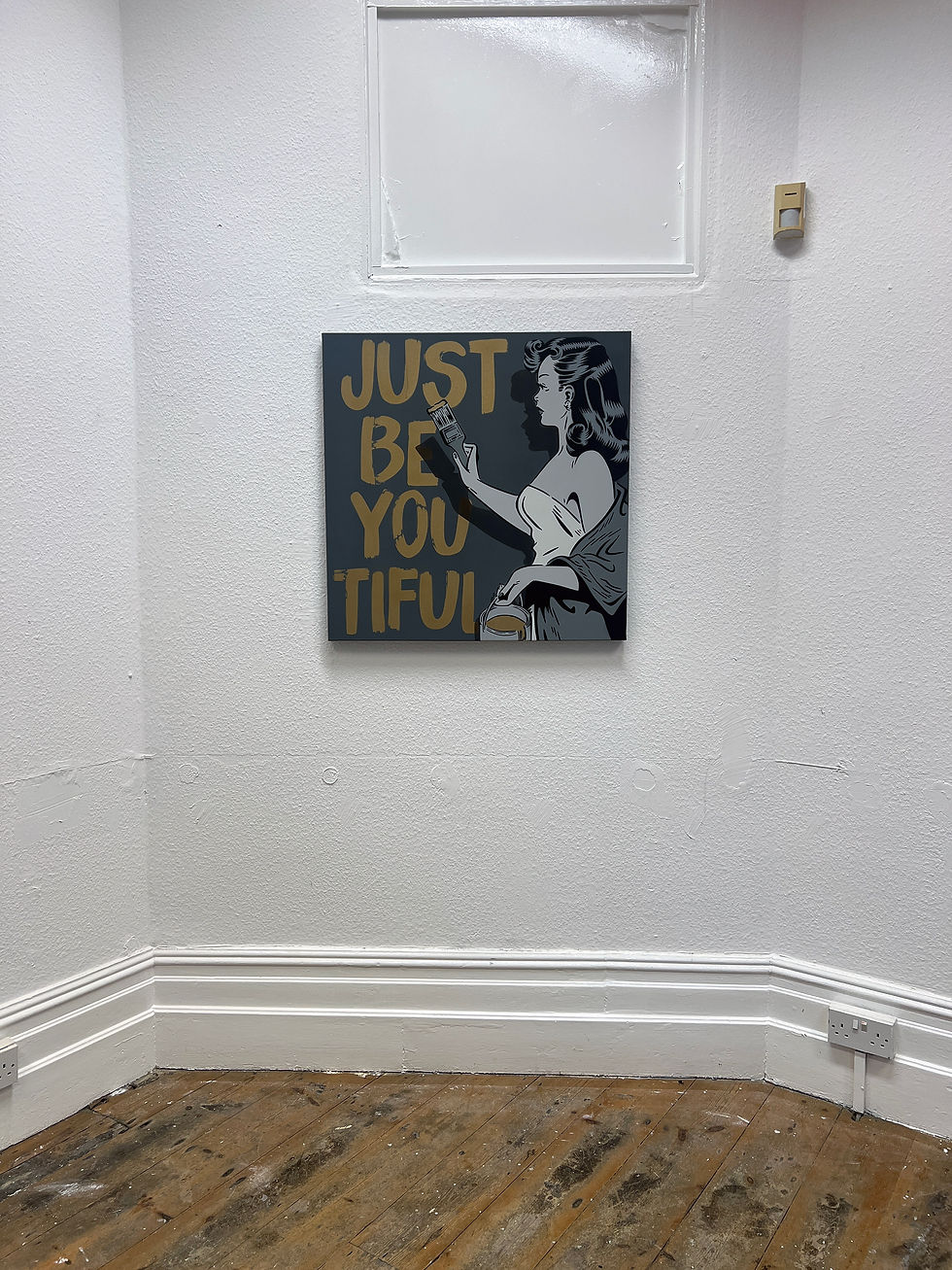 Прев'ю: JUST BE YOU TIFUL PIN UP GOLD NOIR 30" X 30"