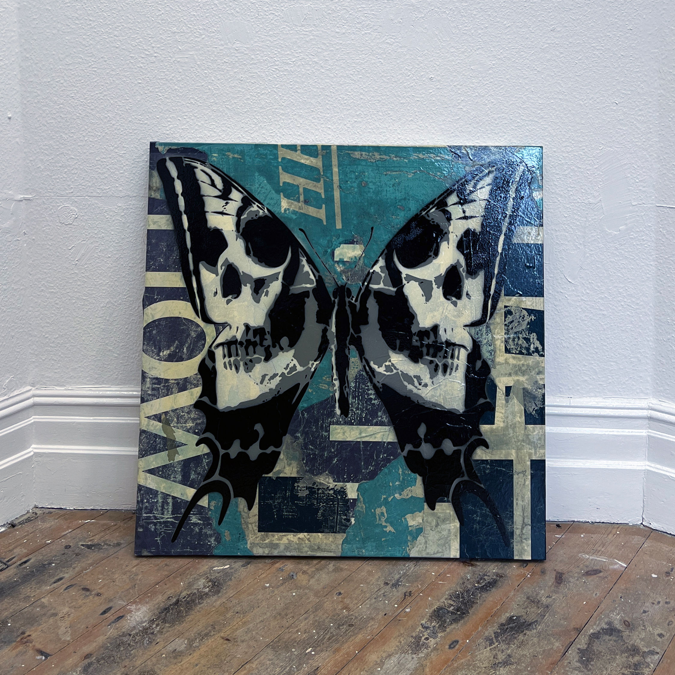 SKULLERFLY BLUE BILLBOARD 40" X 40"