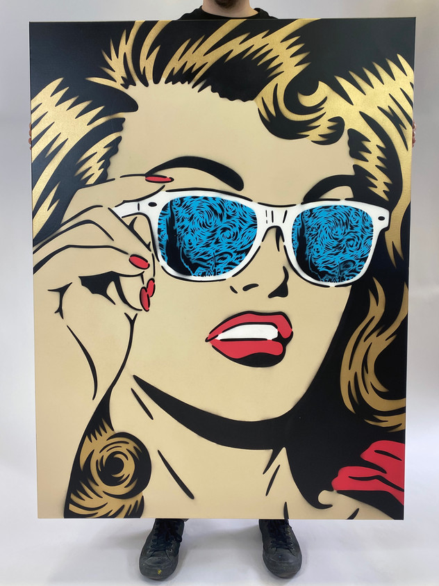 48" X 36" STARRY NIGHT REFLECTIONS GOLD / BLUE