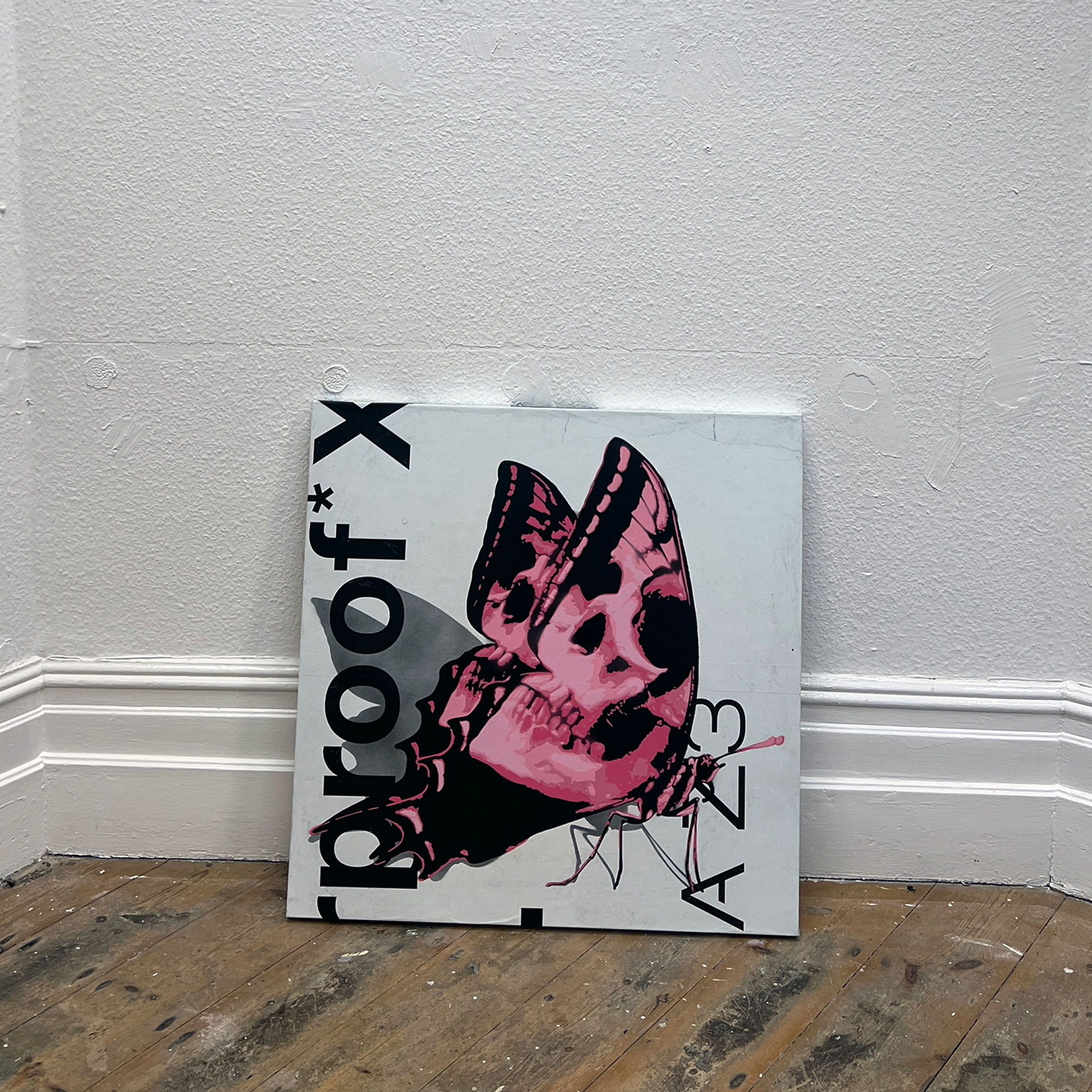 PINK SKULLERFLY 30" X 30"