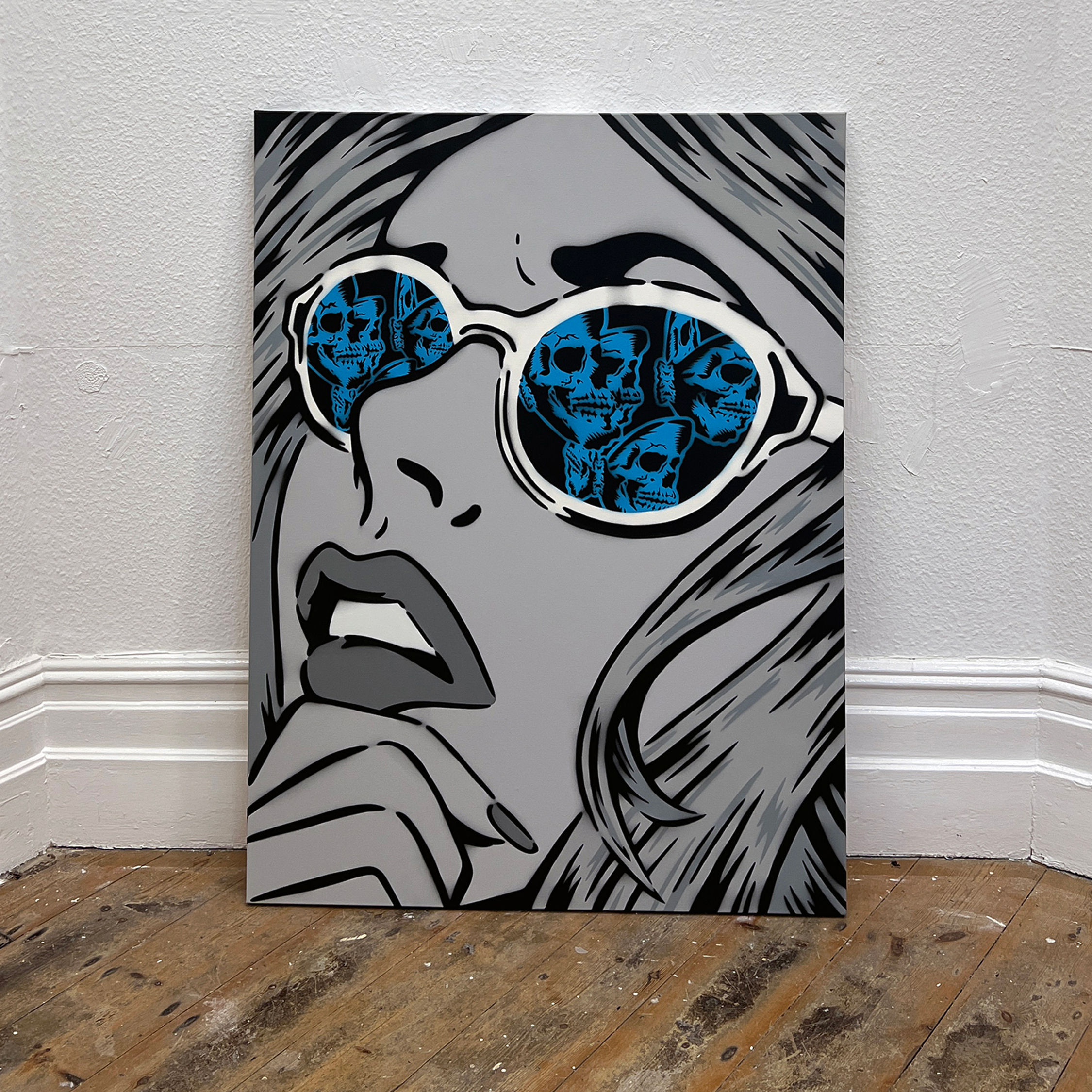 SKULLERFLY REFLECTIONS NOIR 48" X 36"