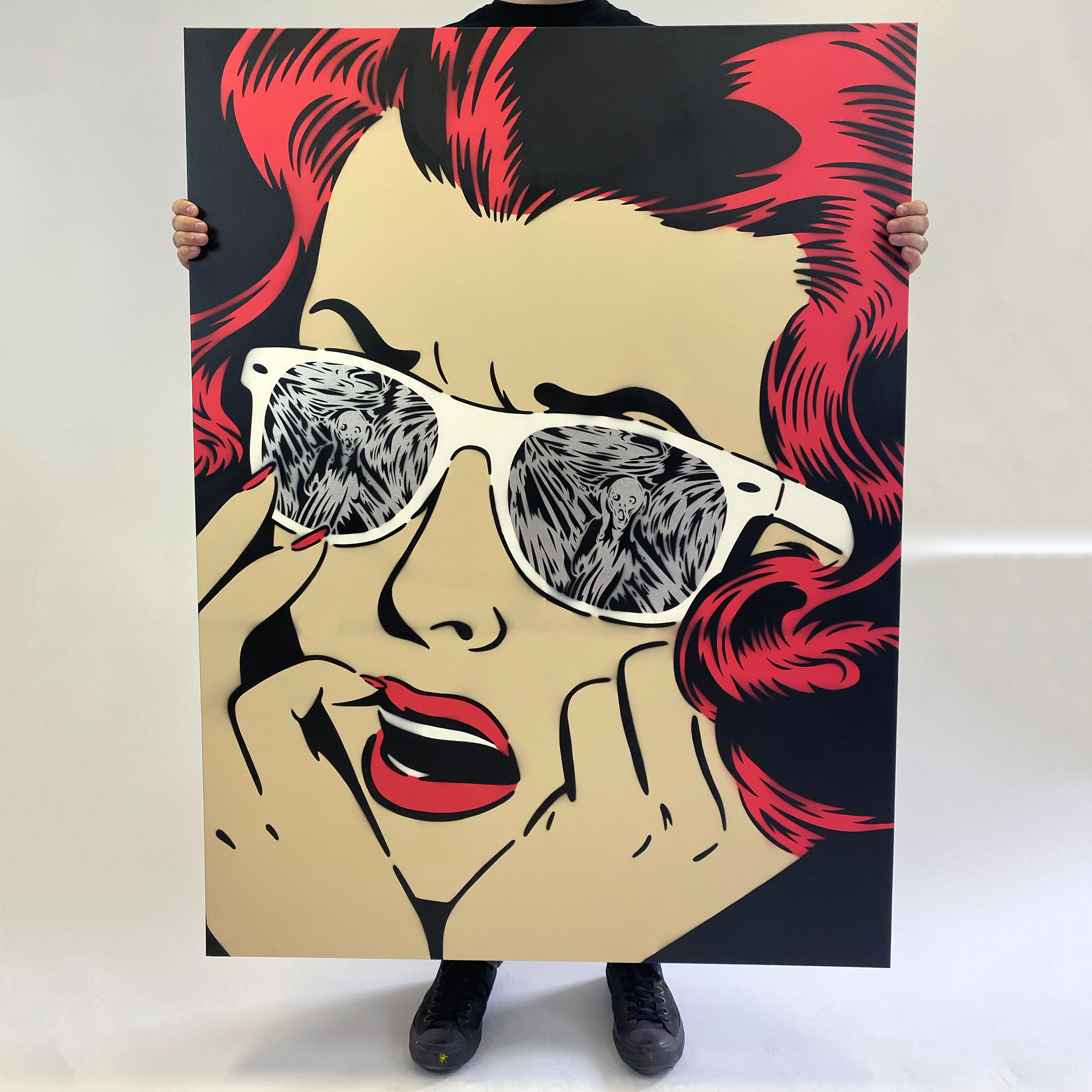 THE SCREAM REFLECTIONS RED HAIR 48" X 36"