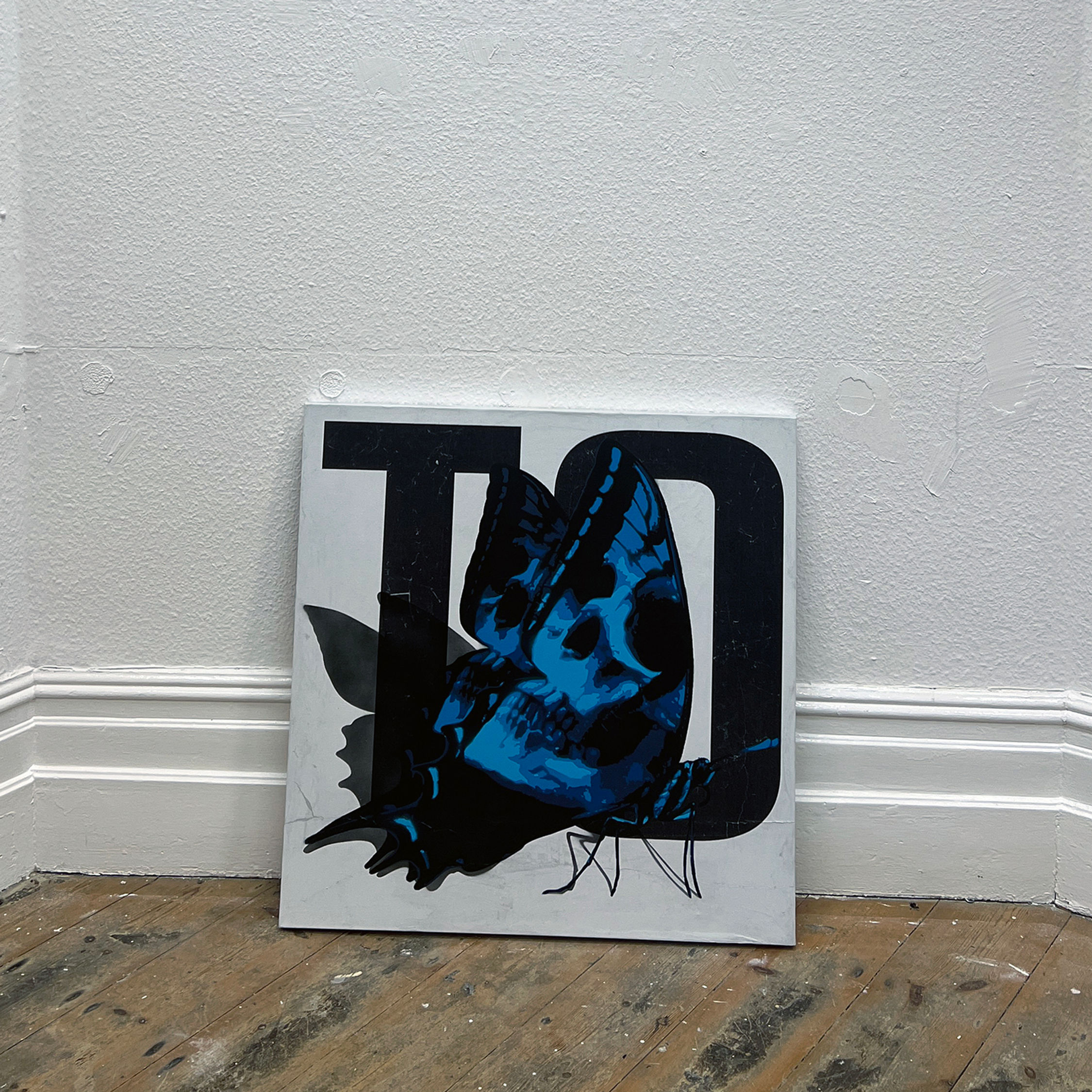 BLUE SKULLERFLY 30" X 30"