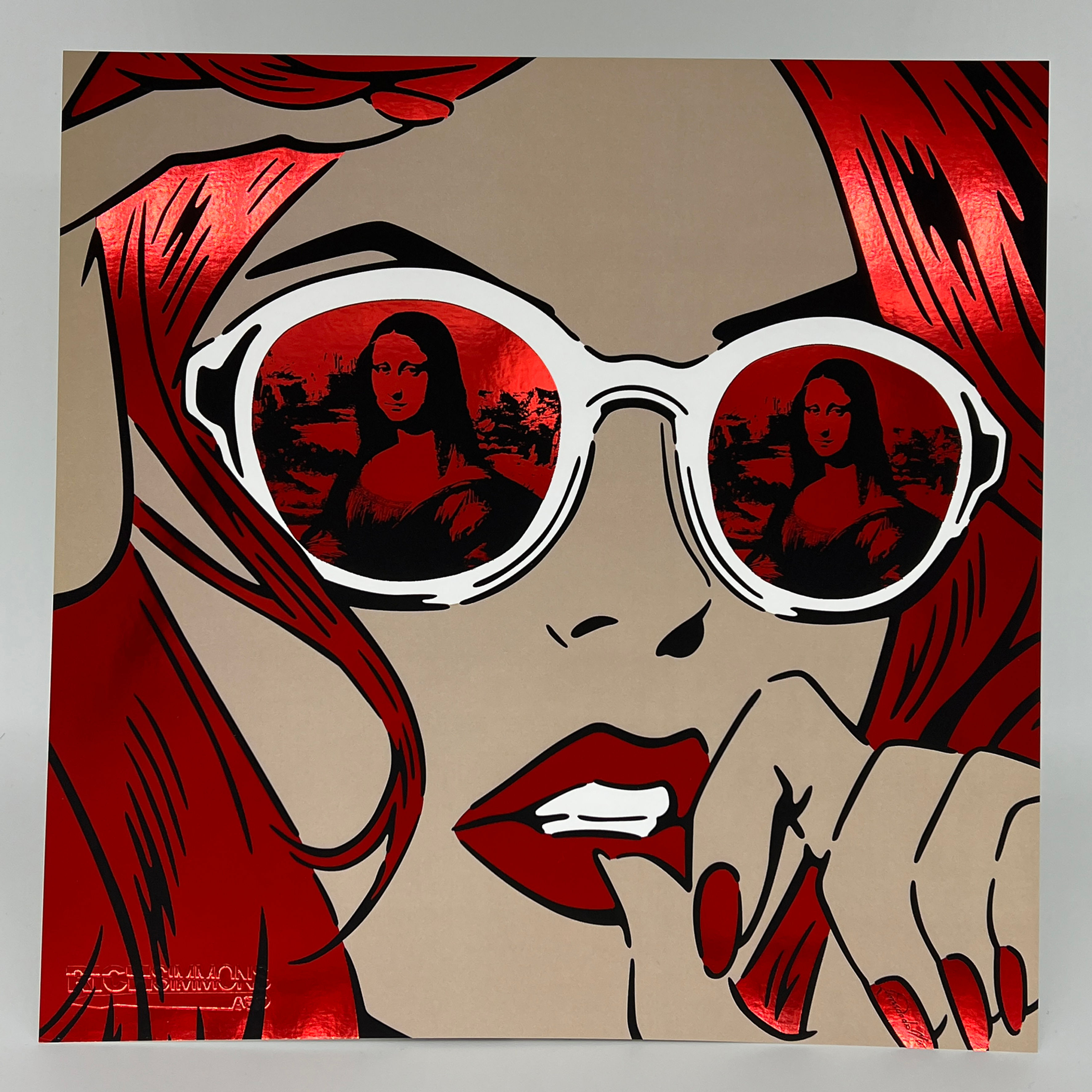 DA VINCI REFLECTIONS RED FOIL PRINT 30 x 30 CM