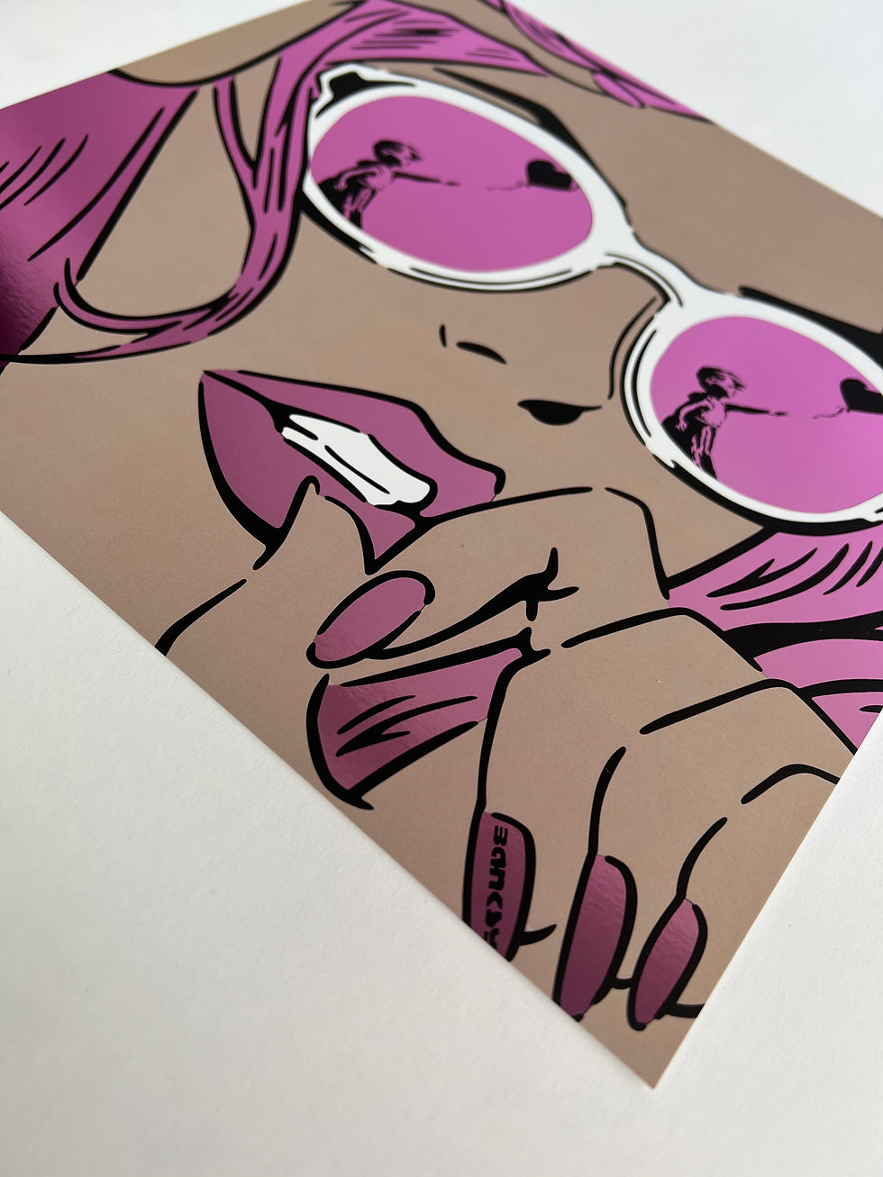 Miniaturbild: BANKSY REFLECTIONS PINK FOIL PRINT 30 x 30 CM