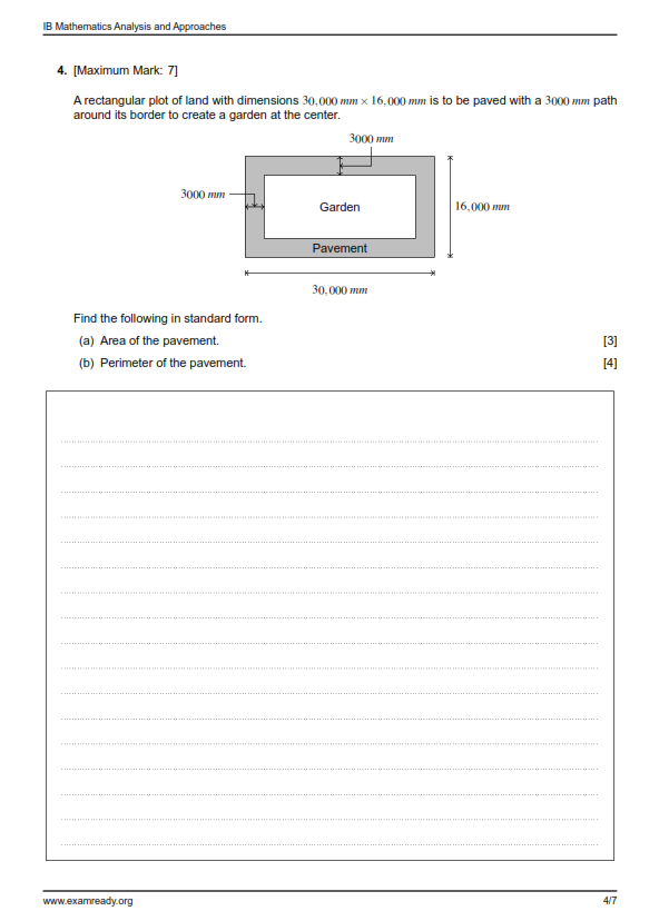 Thumbnail: IB Math AA - SL - Standard Form - Exam Style Test -01