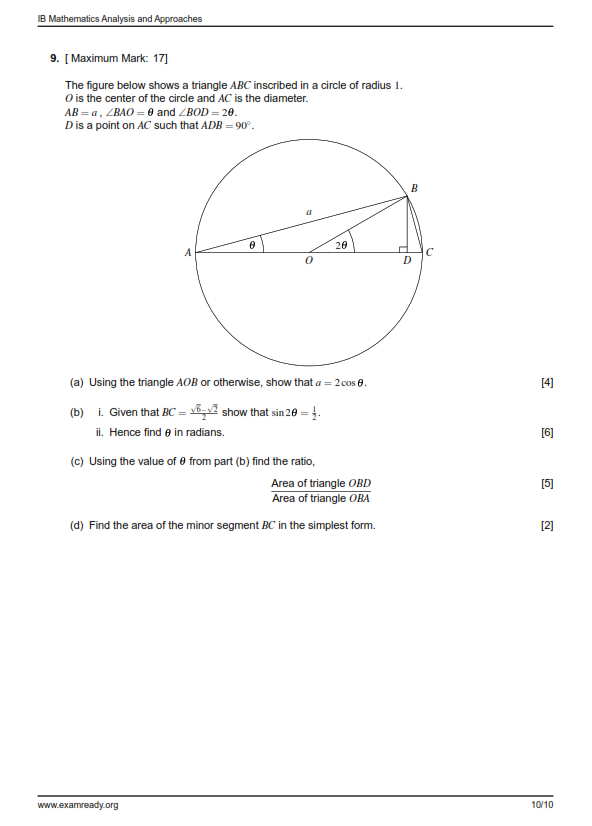 Thumbnail: IB Math AA SL Model Paper Set 3 - P1 (With Markscheme)