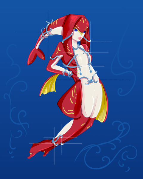 A fantastical humanoid species called Zora from The Legend of Zelda