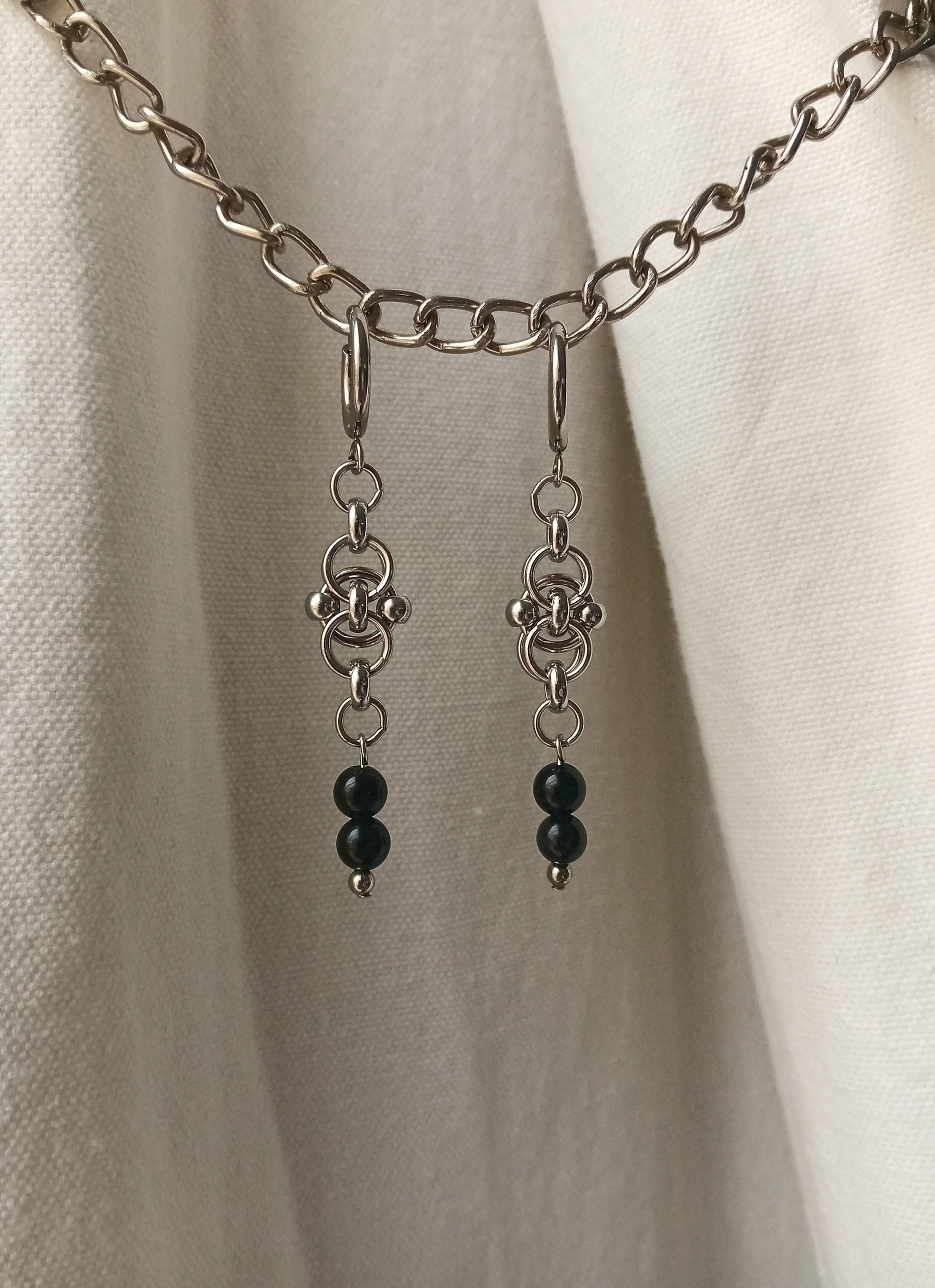 Boucles d'oreilles obsidienne 
