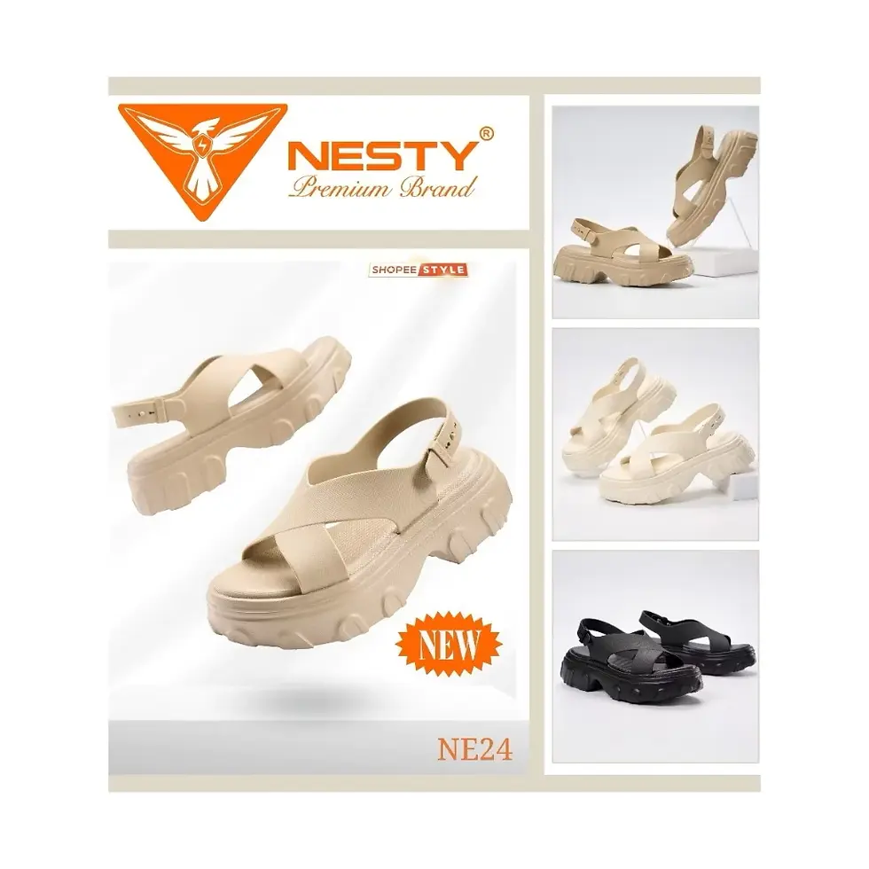 Giày Sandal Nữ NESTY NE24 Quai Chéo Đế Cao 5cm (Có Hộp) – Siêu Nhẹ, Êm Chân