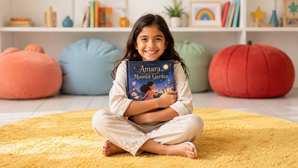 AI generated image of a young girl holding a picture book