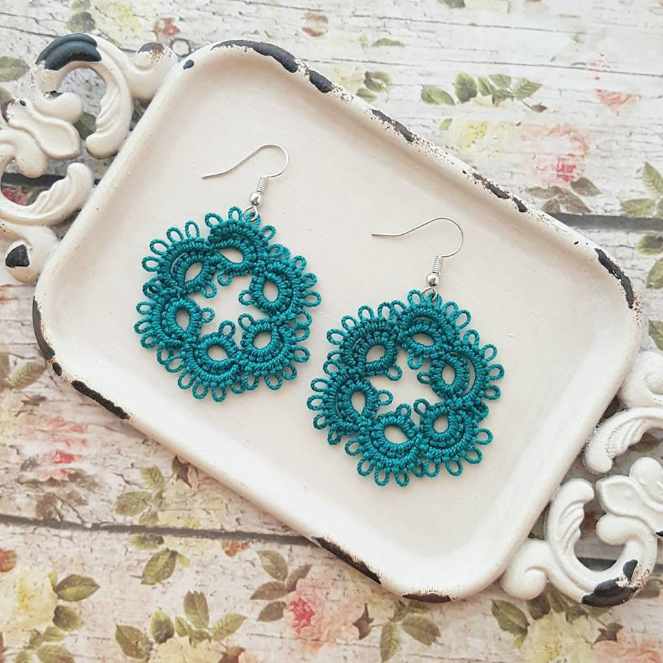 Thumbnail: Single Wildflower Tatted Earrings