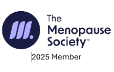 The Menopause Society logo, indicating membership for 2025, emphasizing commitment to women's health and menopause care.
