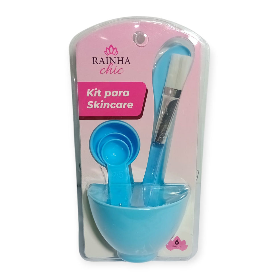 Kit para Skincare Essencial 6 Peças Azul Prático e Eficiente