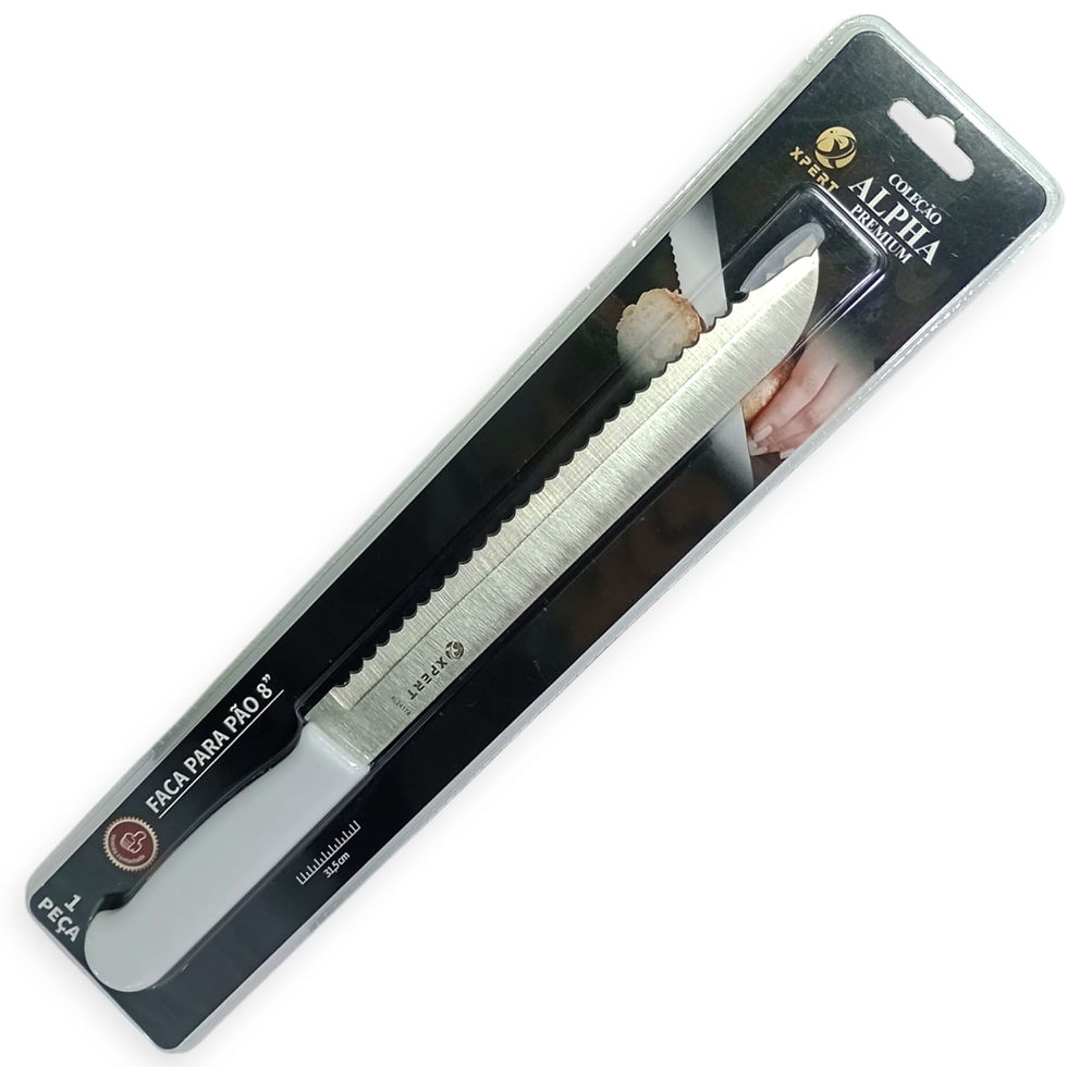 Faca Para Pães Tortas e Bolos Inox Plástico 8" 31,5cm Cabo Branco
