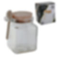 Porta Condimento 310ml Vidro com Colher Bambu