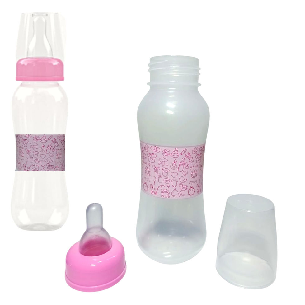1 Mamadeira Premium 240ml Bico de Silicone cor Rosa Estampada
