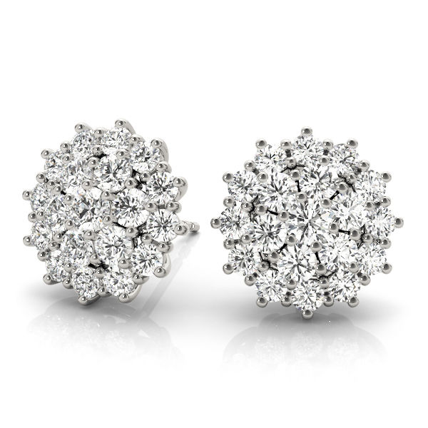 Thumbnail: Multi Stone Diamond Stud Earrings.